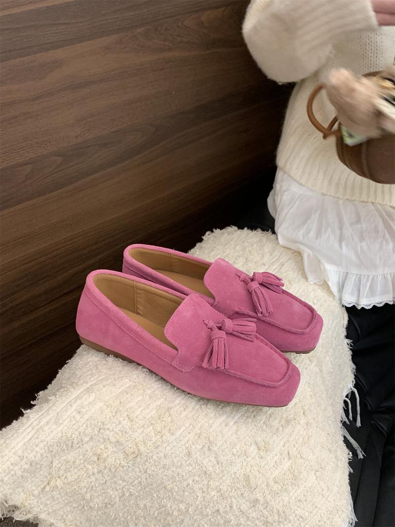 Fashion 2025 New Genuine Leather Cow Suede Women Flat Shoes Lazy Slip-on Loafers Lady Casual Walk Shoes Woman Shoes Zapatos De Mujer