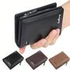 Men PU Leather Short Wallet with Zipper Coin Pocket Vintage Big Capacity Male Short Money Purse Card Holder
