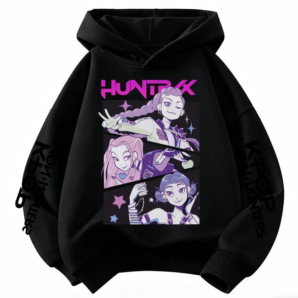 KPop Demon Hunter Rumi Cartoon Girls Boy Hooded Sweatshirt Warm Children's Korean Wave Fashion Casual Tops Clothing