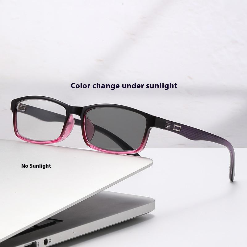 Multi Focal Photochromic Reading Glasses, Fashionable and Versatile, Anti Blue Light Glasses for Both Near and Far Use