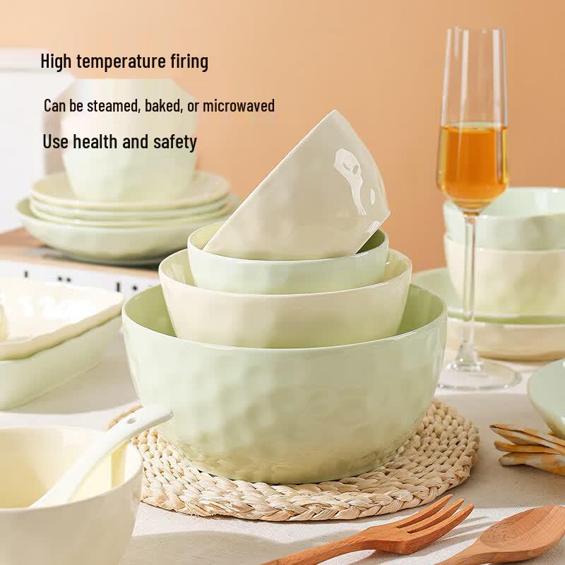 Cream Stone Pattern Ceramic Dishware Set