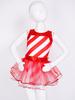 Girls Christmas Elf Santa Claus Costume Kids Shiny Striped Dance Dress Bowknot Tiered Tutu Skirt Jumpsuit for Performance