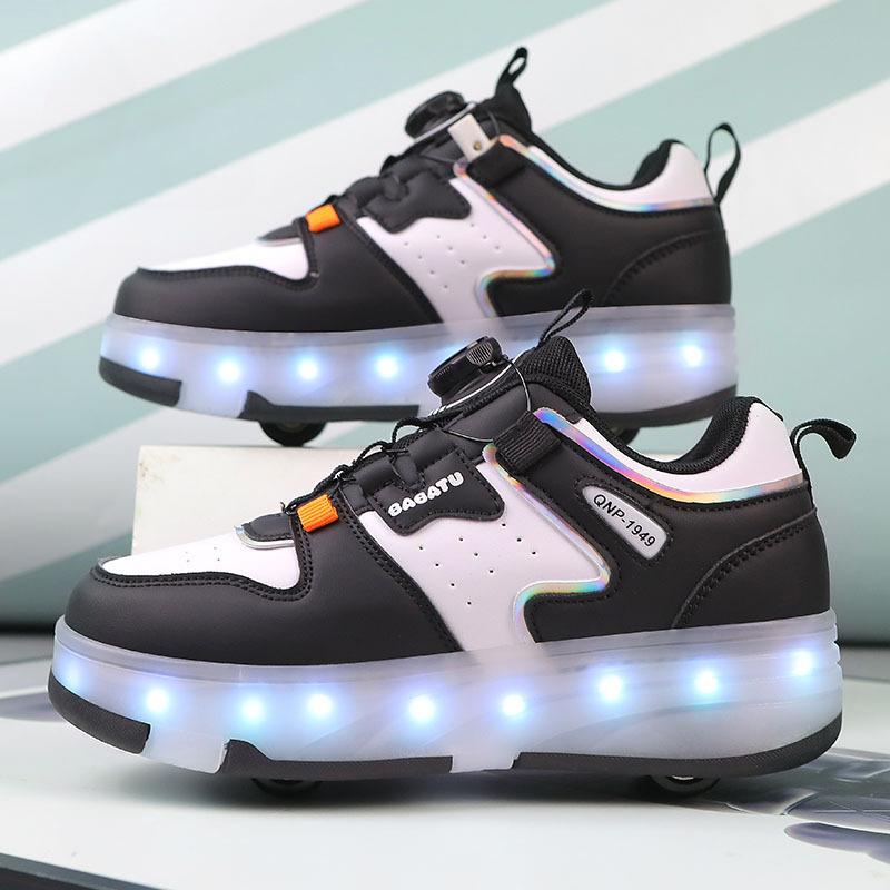Fashion Girls Shoes Spring New Kids Roller Skates Soft Soled Girl Casual Shoe Anti Slip Boy Light Shoes Simple Girl Sports Shoe