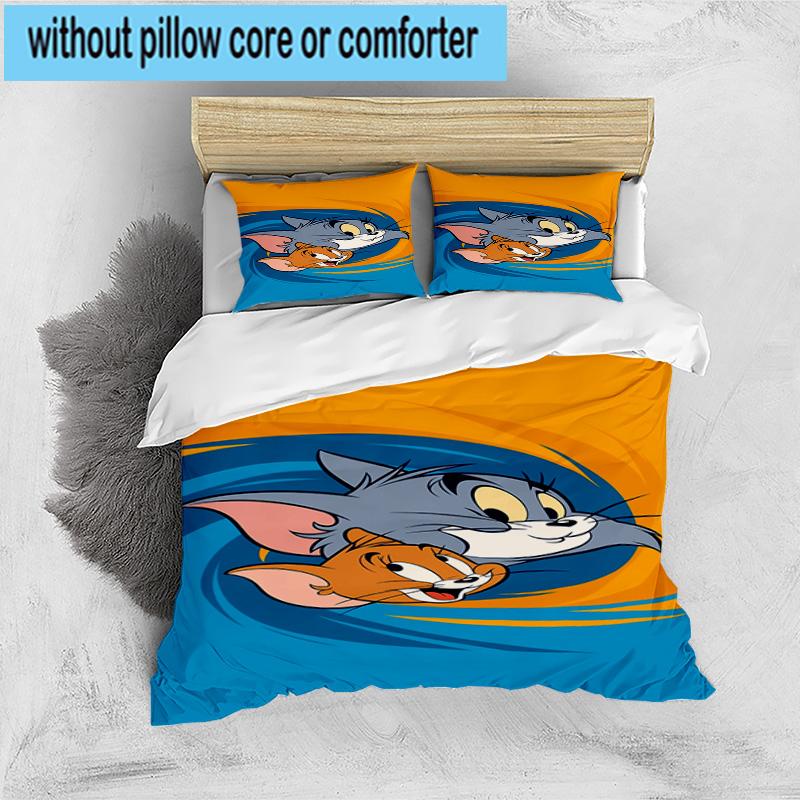 3PCS Cat and Mouse 3pcs Bedding,Including 3PCS Duvet Cover And 2pcs Pillowcases Perfect for Christmas,Ideal for Bedroom, Dormitory