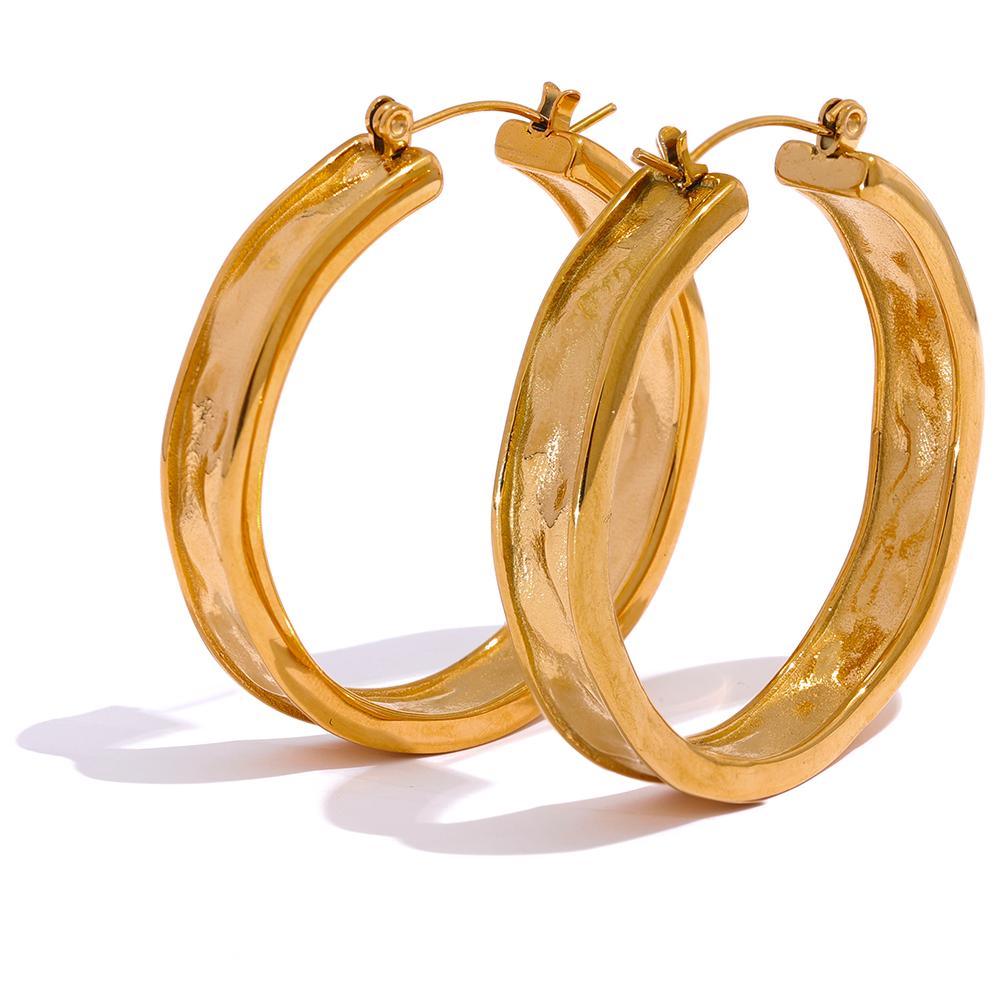 

Yhpup 42mm High Quality Cast 316l Stainless Steel Round Big Hoop Earrings Minimalist Metal Fashion PVD Gold Color Jewelry Women