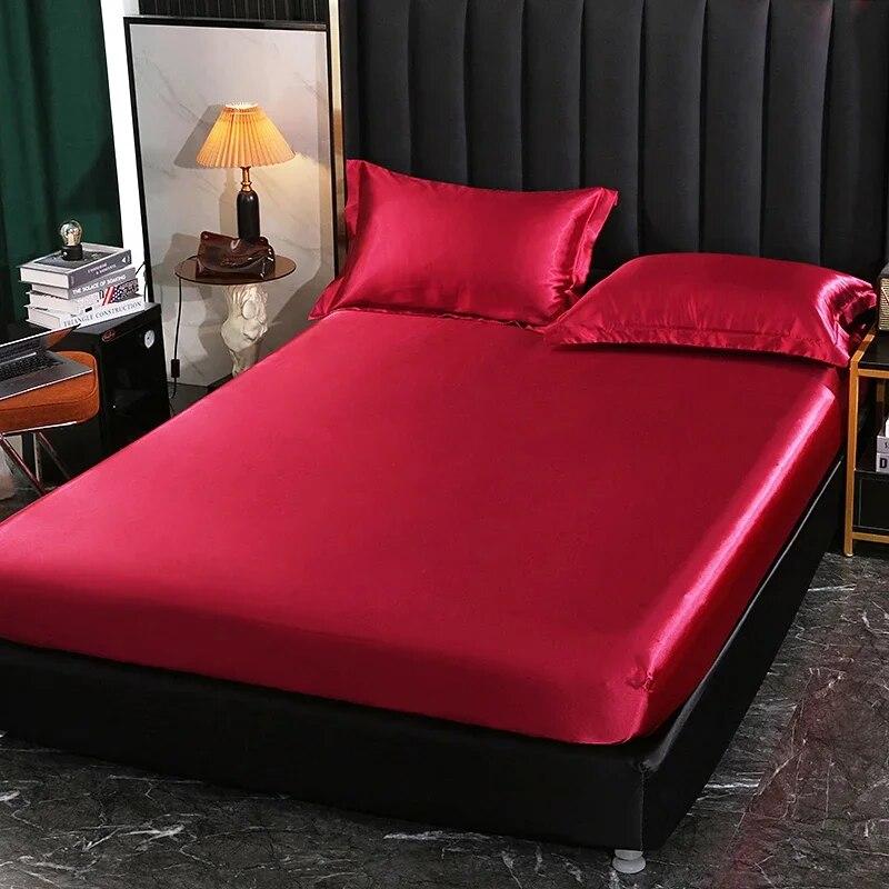 Luxuriöses Satin-Spannbettlaken, hochwertiger Matratzenbezug, einfarbiges Bettlaken mit Gummiband, Bettlaken 140 x 200, 160 x 200 Spannbettlaken