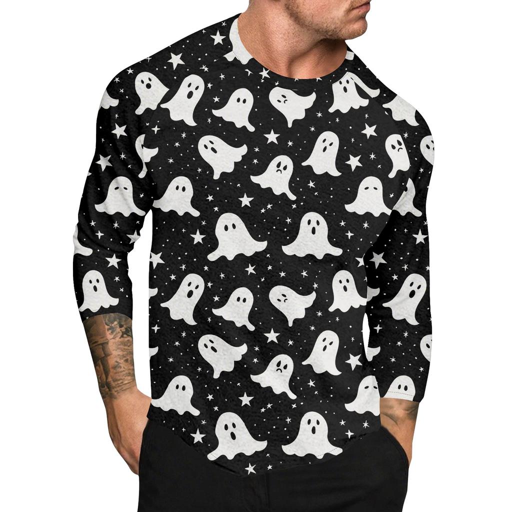 Halloween Print Raglan Sleeve Men's Long Sleeve Top