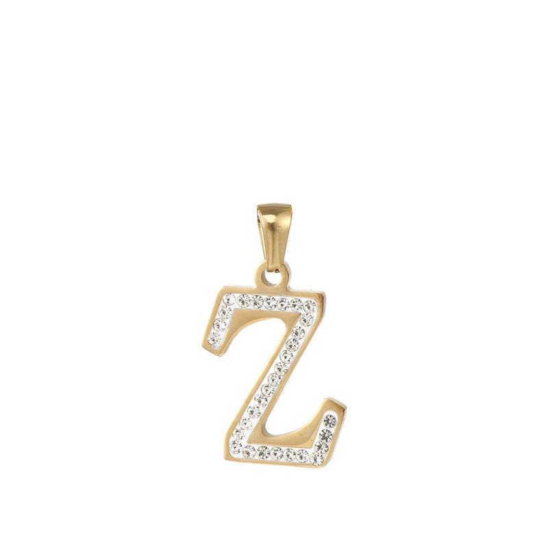 

Нові модні нержавіюча сталь липкі діаманти 26 англійських літер намисто золото титан сталь ключиця ланцюг жіночий Single pendant