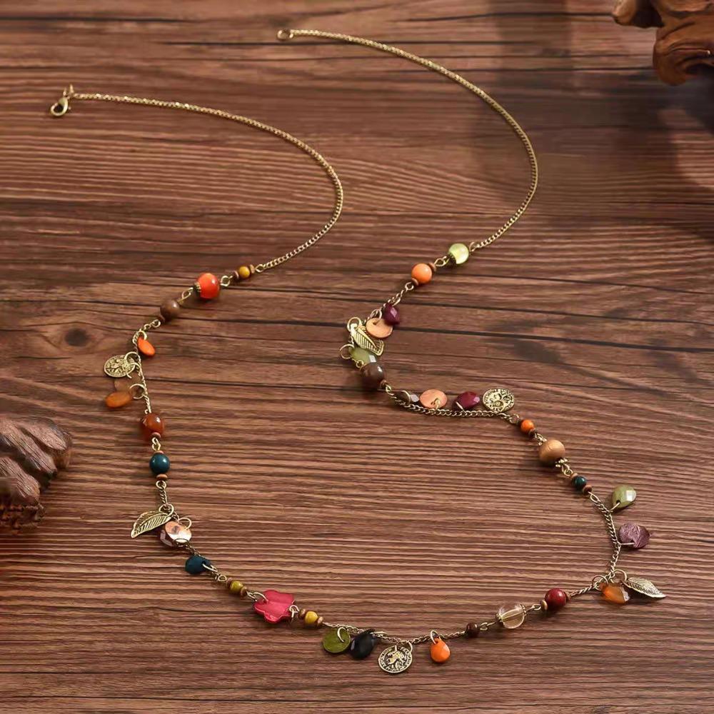 

Vintage Bohemian Necklace Irregular Beaded Pendent Necklace Hot Ethnic Style Necklace Women