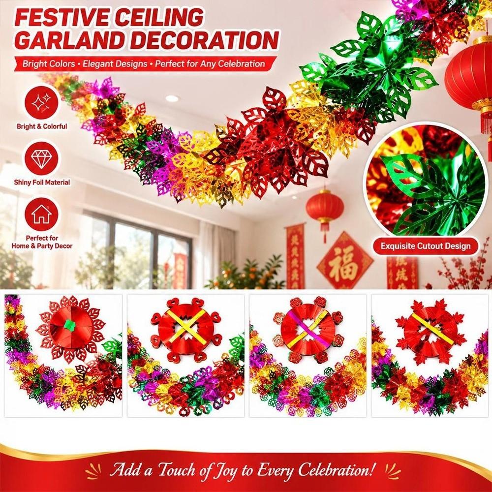 3D Design Foil Garland Flexible Tree Decoration Festive Christmas Garland Celebration Wreath