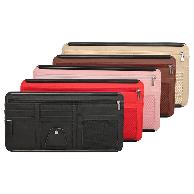 Portable Car Visor Organizer Sunshade Panel Pouch Wallet CD 1Pc Sun Holder Storage Leather