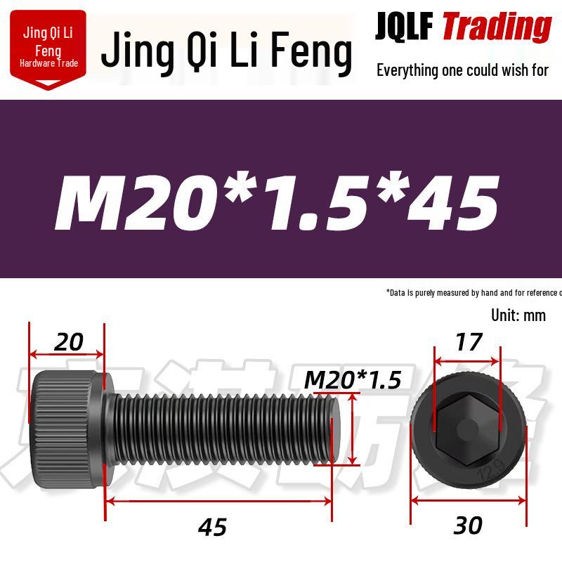 High-Strength Black Hex Socket Head Cap Screw, M8-M48, Fine Thread, Full Thread, Fine Pitch