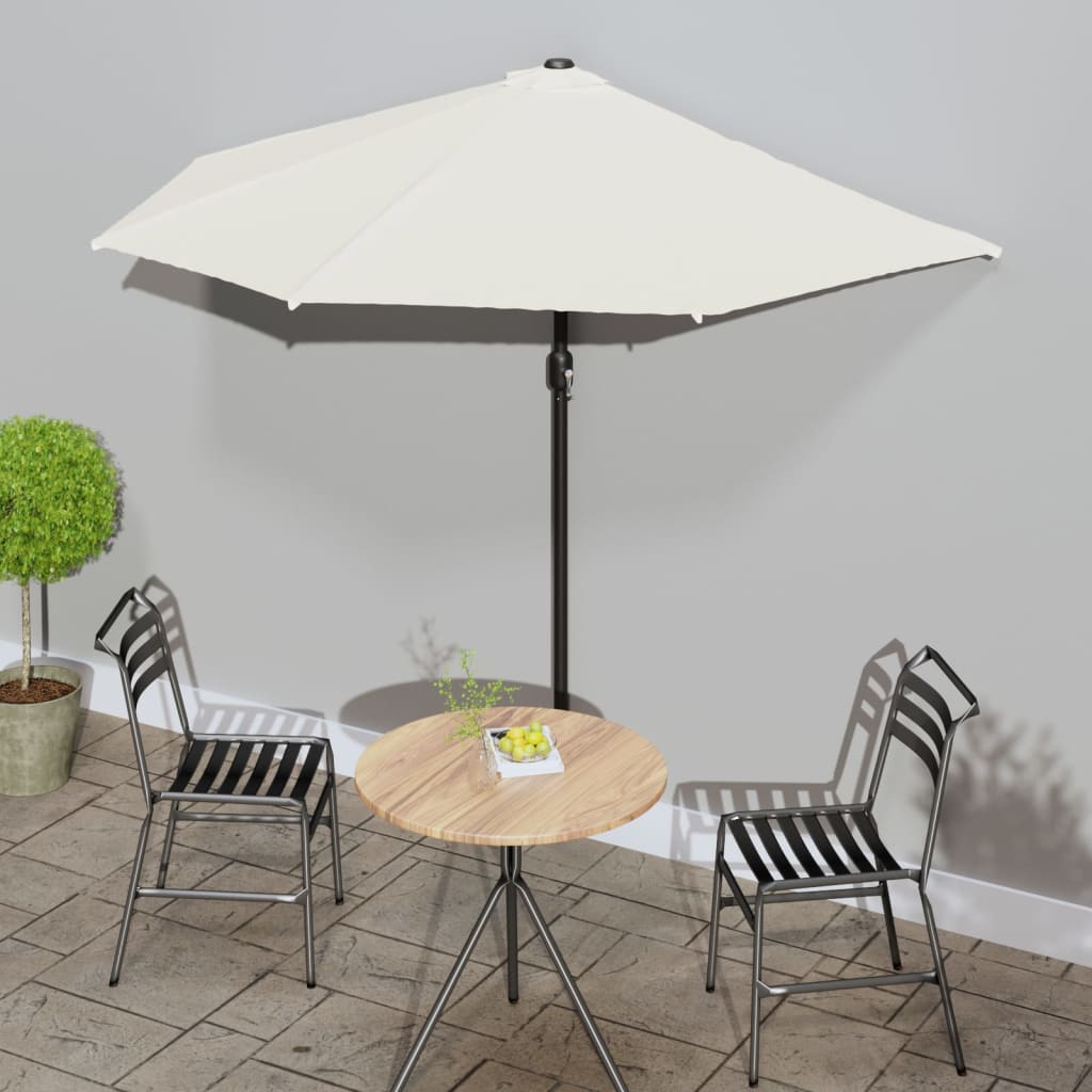 Balcony Sun Umbrella with Aluminum Pole Sand Colored 270 x 144 cm Semi Circular
