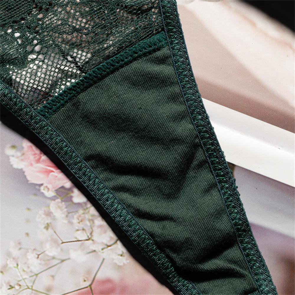 Sexy Crystal-Embellished Perspective Lace Thong Breathable T-back Underwear for Europe Women Transparent T-back Plus Size S-XL