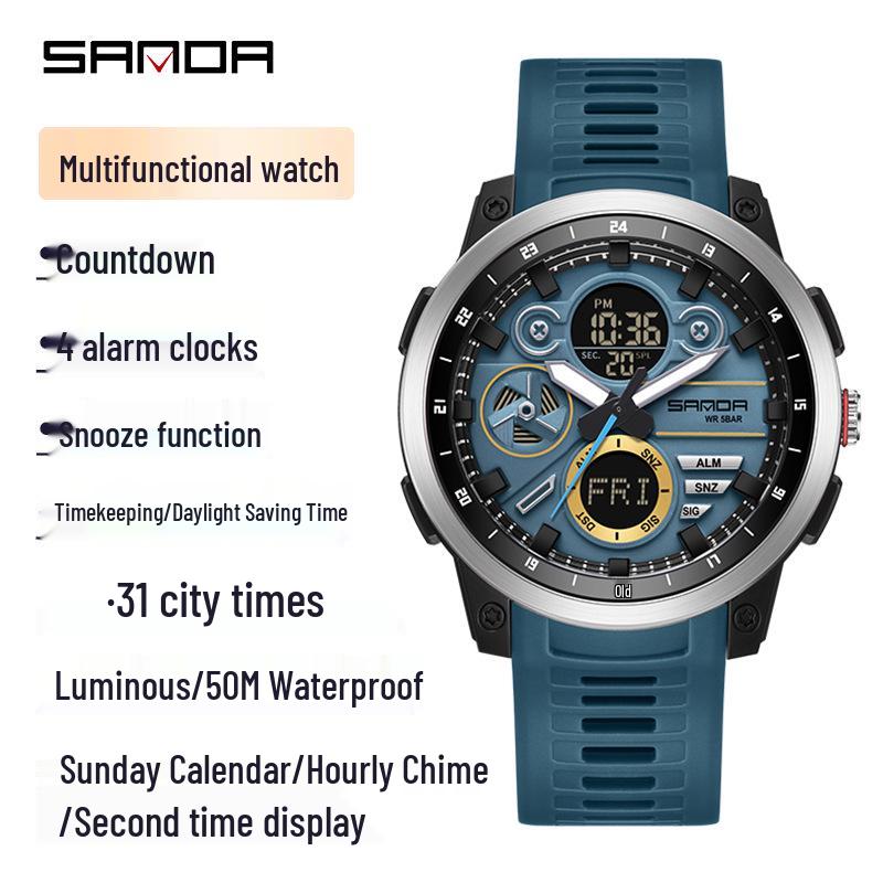 Sanda Unisex Digital Sports Watch with 4 Alarms, Outdoor Stopwatch, and Running Timer