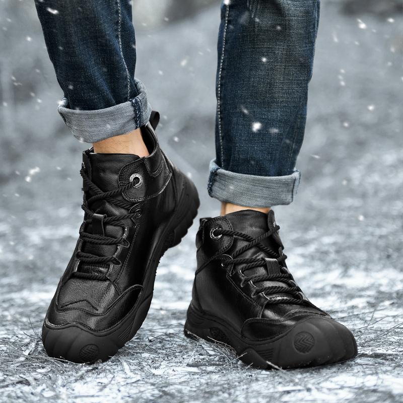 FashionMan Casual Boots Motocross Outdoor Shoes Comfy Genuine Leather Winter Men's Boots Fashion Luxury Brand Men Shoes Hiking Boots