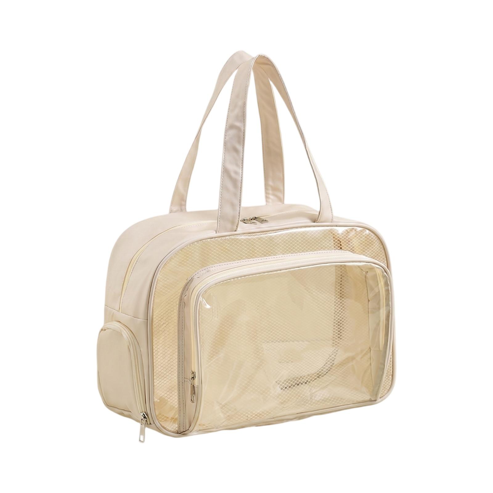 

Waterproof Transparent Beach Bag with Separate Shoe Compartment Large Capacity Handheld Travel Toiletry Organizer Wet and Dry Separation one size бежевый