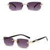 1Pcs Rectangle Rimless Gradient Sunglasses Women Men Small Shades Fashion Frameless Sun Glasses For Male Retro Eyewear