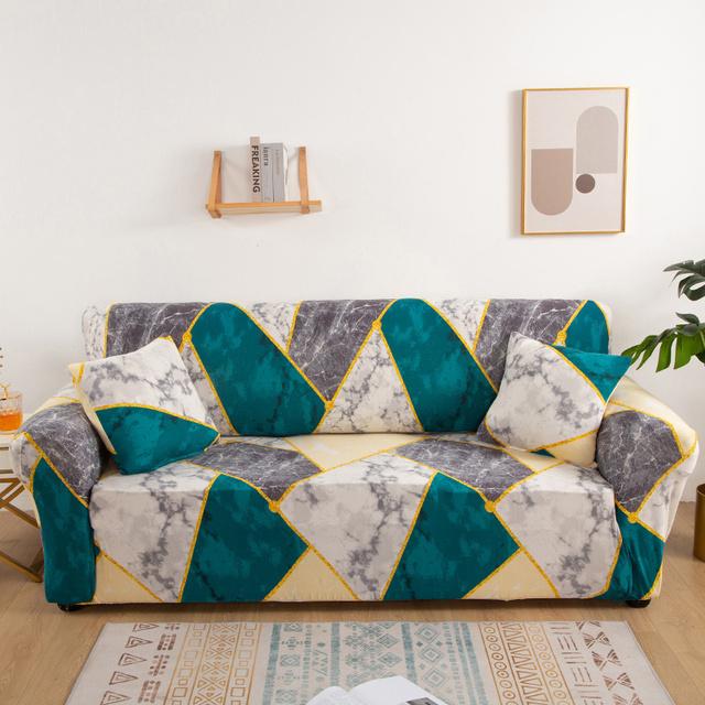 Geometrische große Sofabezüge für Wohnzimmer Ecke Chaiselongue Couch Schonbezüge elastische Sofaschutz Stuhl Sesselbezug 1 Stück