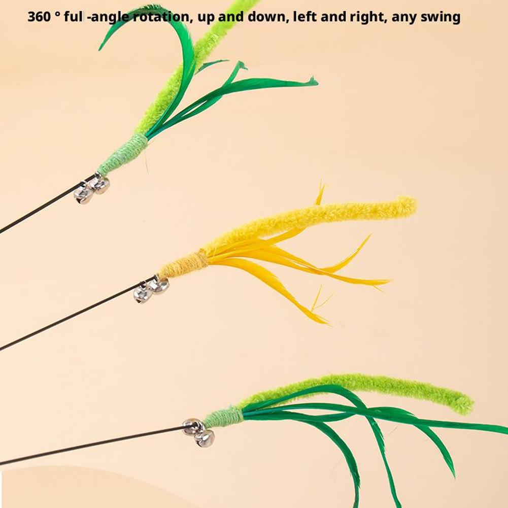 Cat Teasing Toy Interactive Tail Grass Dog Sage Feather Long Pole Cat Teasing Stick Bite Resistant Cat Sound Toy Pet Supplies