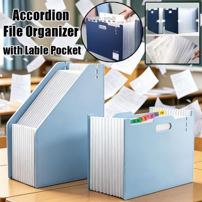 Large Capacity A1 Accordion File Organizer, Multi-Layer PP Document Folder, Desktop Standing Storage Bag with Handle