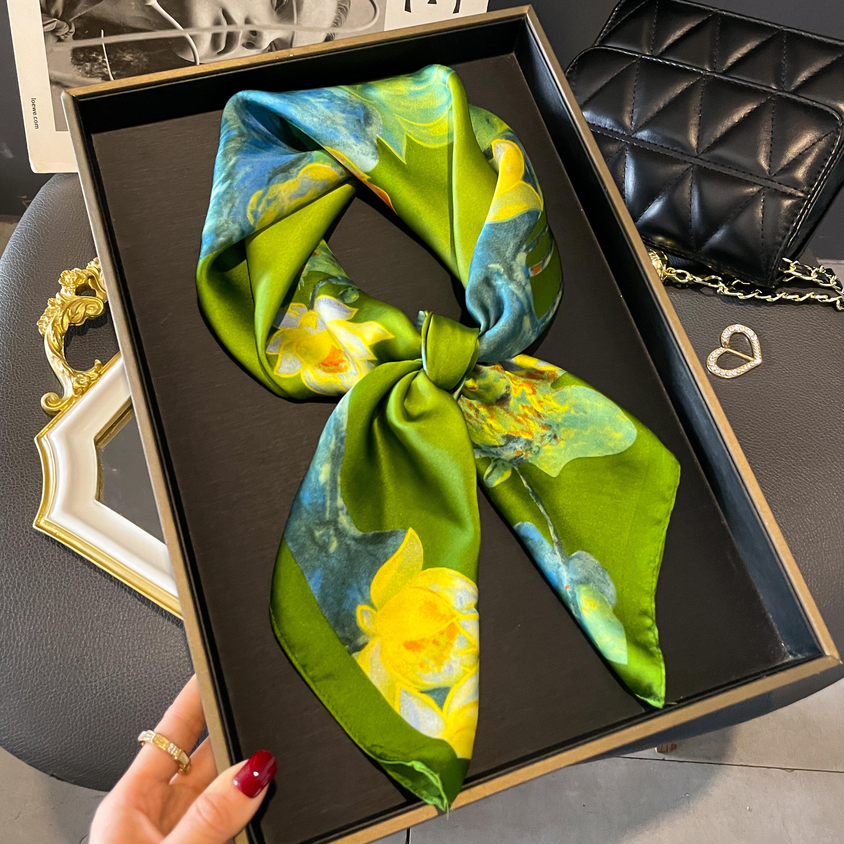 

Роскошный шелковый квадратный платок-шаль для женщин, атласный хиджаб, модные накидки, шейный платок, женские резинки для волос, лента на голову, бандана