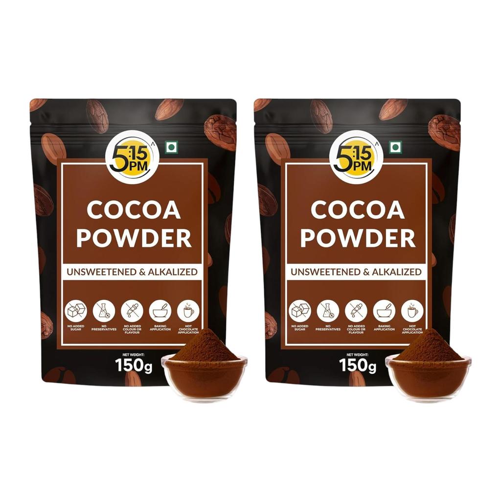 5:15 PM Cacao Amaro Puro in Polvere Confezione da 150g | Cacao Fondente per Dolci, Cioccolata Calda e Frullati