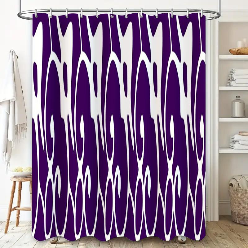 Purple White Shower Curtain Waterproof Printed Decorative Bathtub Liner Polyester Fabric Home Bathroom Accessories
