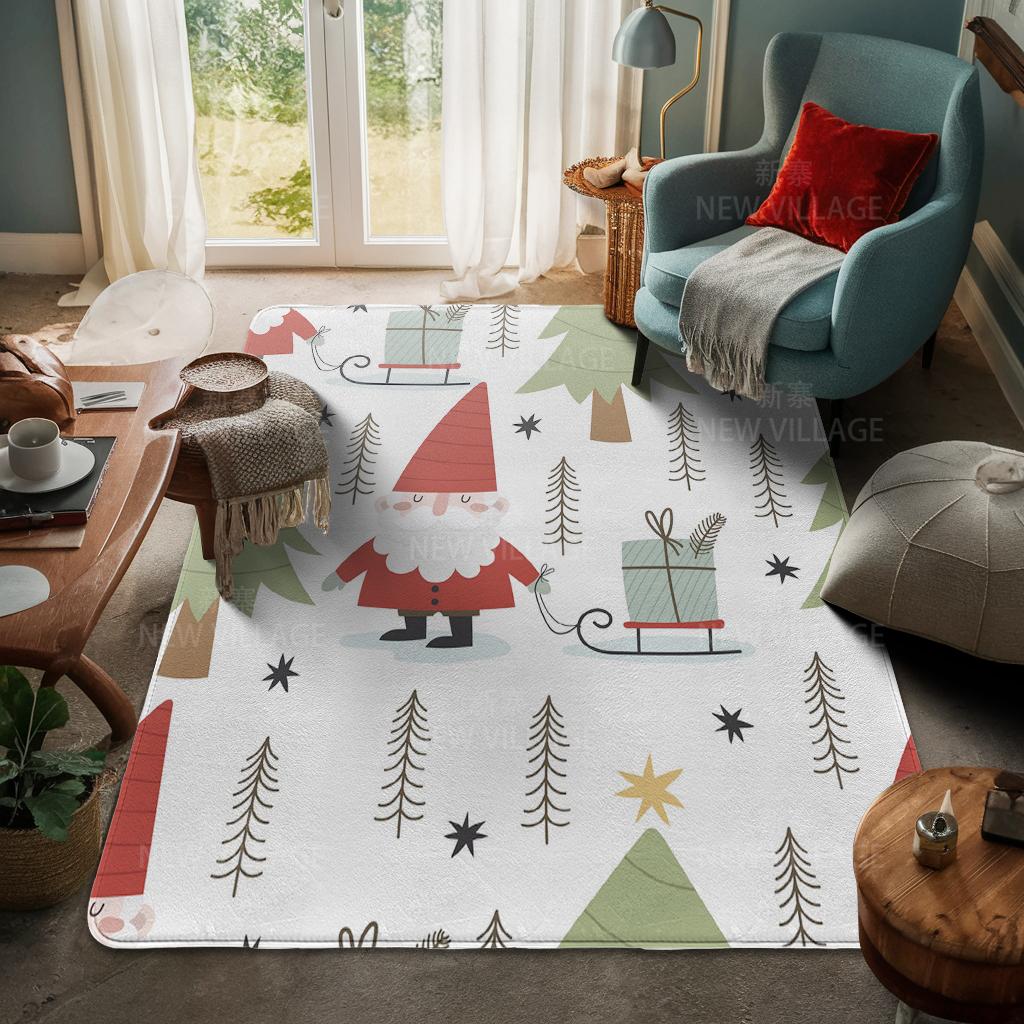 House Entrance Carpet Home Door Mat Living Room Bath Foot Bathroom Non-slip Water Absorption Rugs Bath Merry Christmas Winter