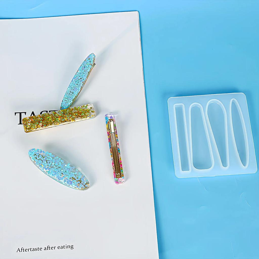 Barrettes Silicone Mold Geometric Hair Clips DIY Moules Silicone Epoxy Resin Mold for Handmade Hairpin Crafts Jewelry Making