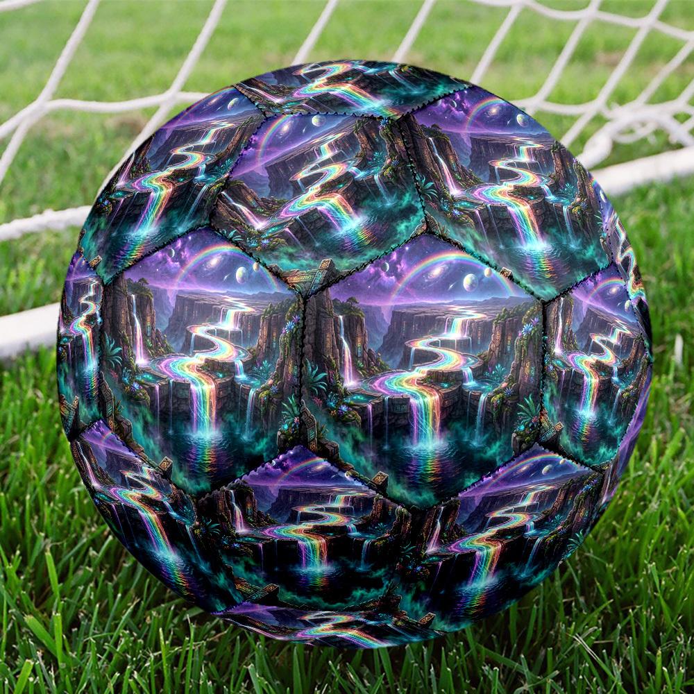1pc Rainbow Waterfall Fantasy Theme Soccer Ball Football, Size 5, Lightweight PVC, Durable Outdoor Training Soccer Ball, Gift M6145
