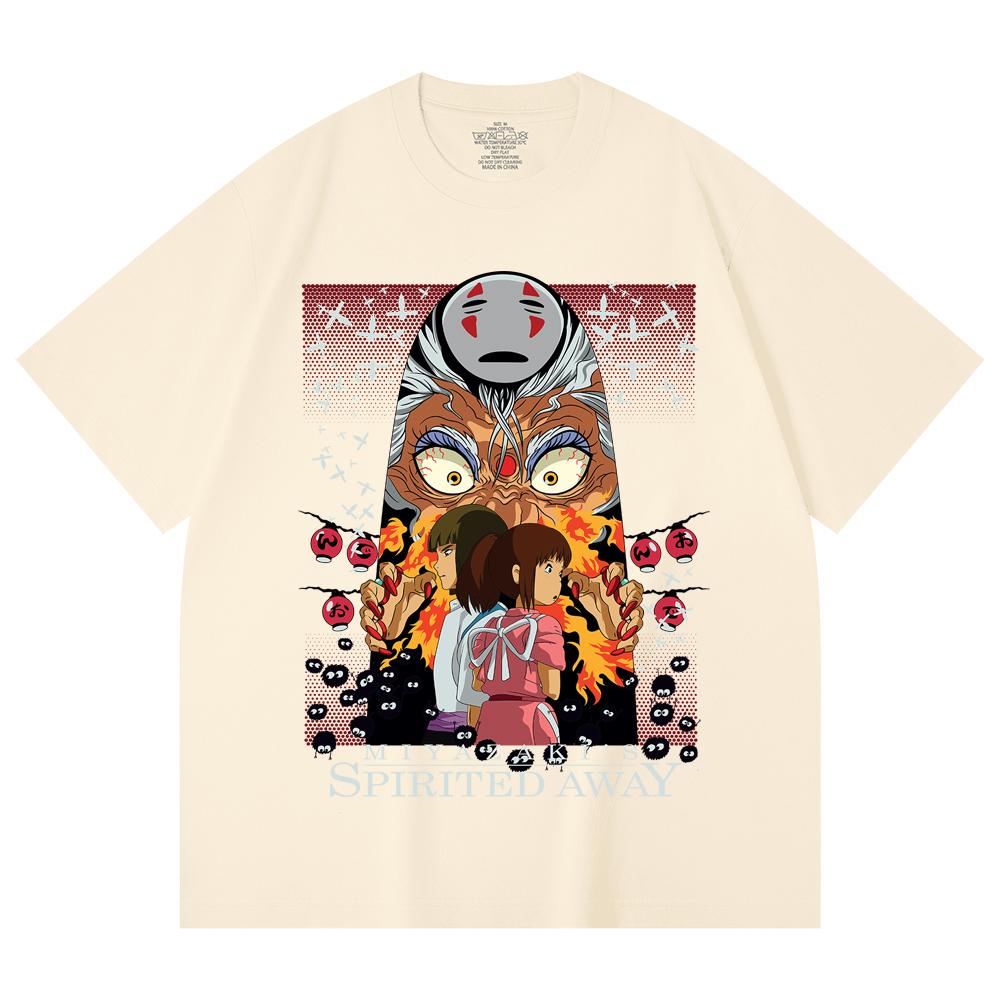 

230 Gsm 100% Cotton Ghibli V1 Spirited Away Print Unisex Heavy Cotton T Shirt XS абрикосовый