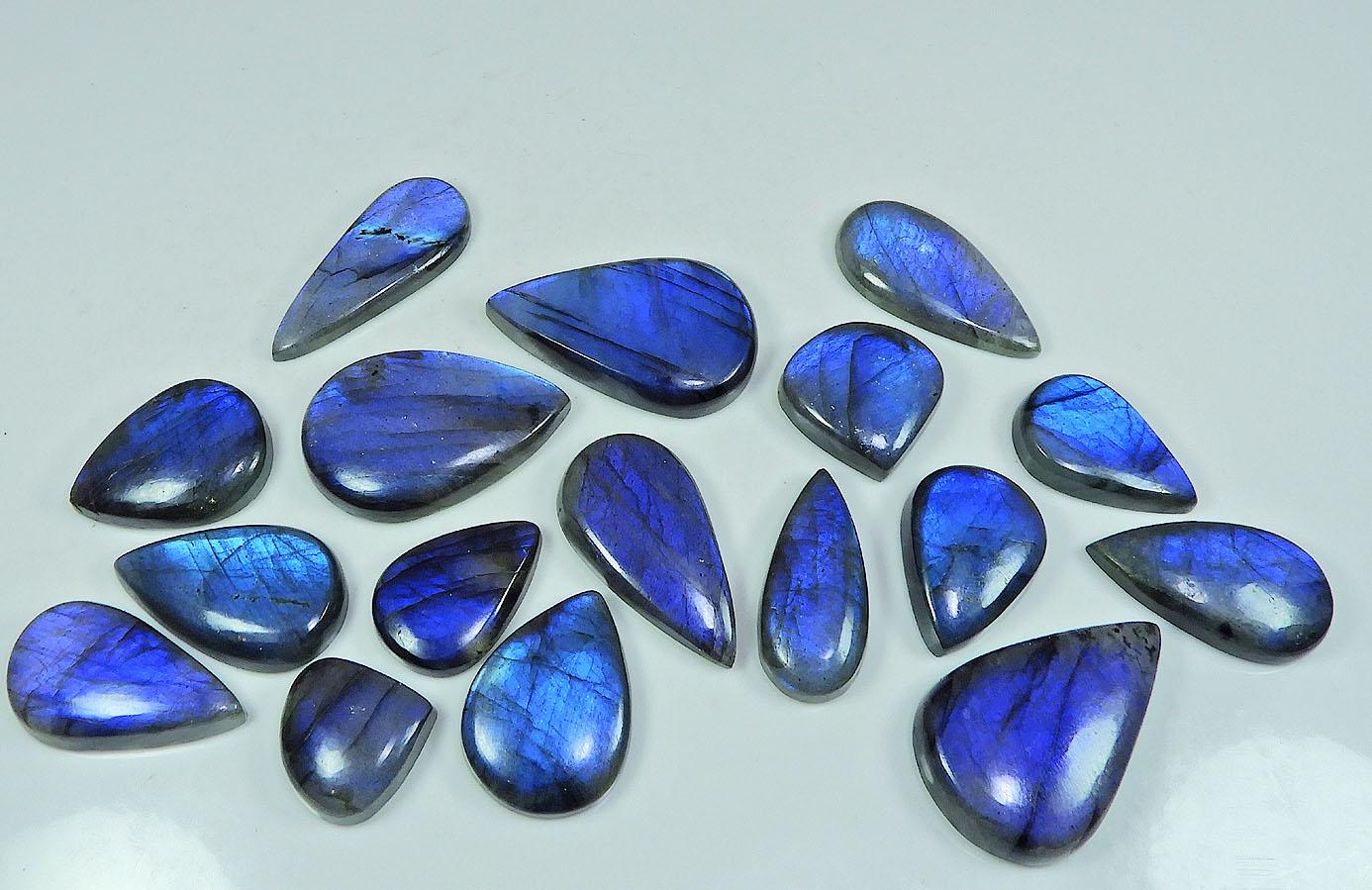 

18-35MM Natural Blue Labradorite Pear Cabochon Loose Gemstone 18Pcs Lot LL-905