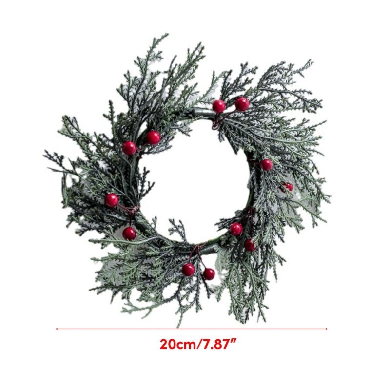Festive 20cm Artificial Green Wreath Elegant Candlestick Decoration Realistc Pine Decor for Wedding Party Centerpiece