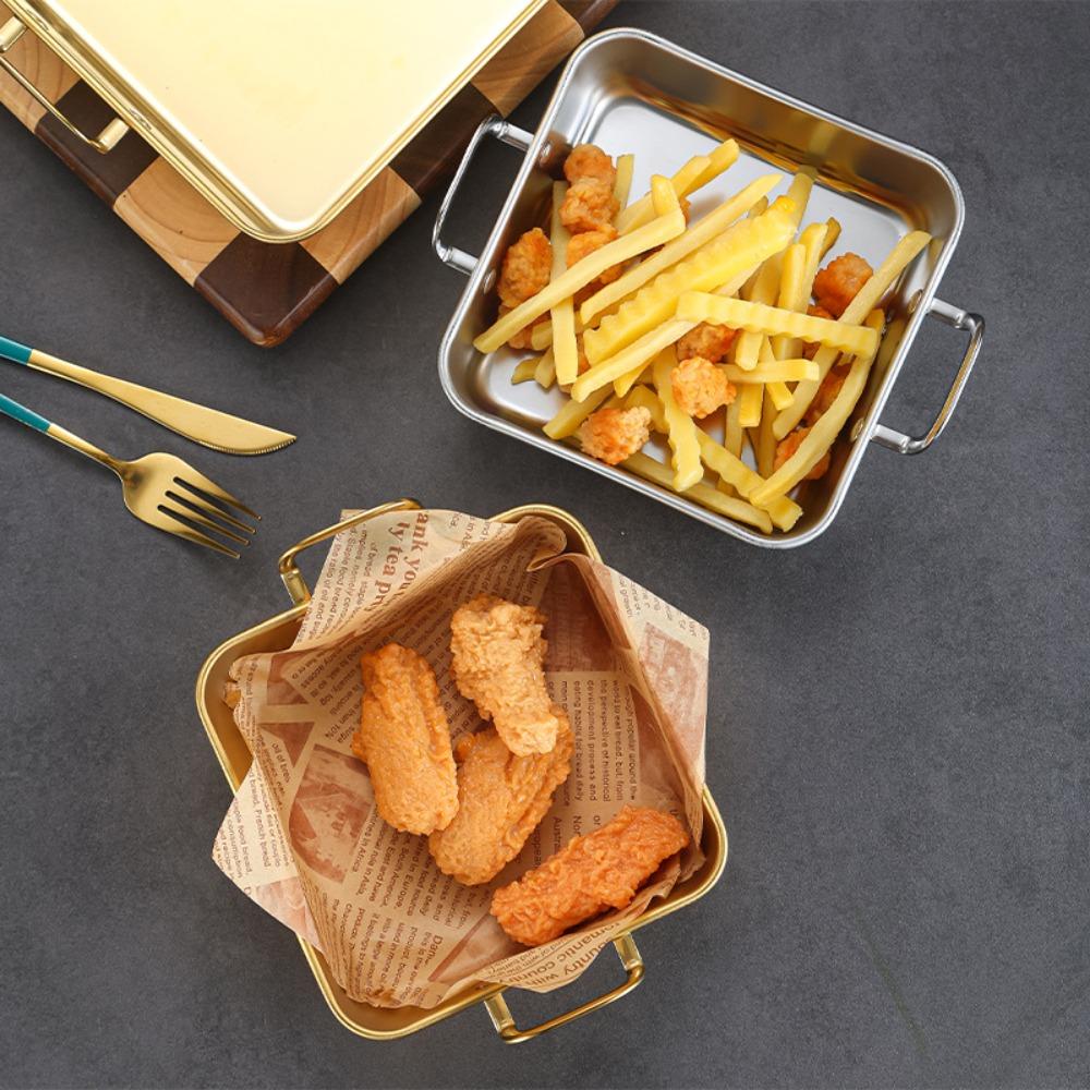 Stainless Steel Square Food Serving Trays Korean BBQ Plate Snack Dishes  Fried Chicken