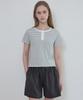 Wednesday Oasis For Woman Loewe Henley Neck Striped T-Shirt_Gray(W25-Tp24)