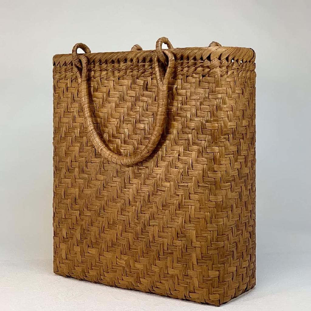 Basket Bag Handmade Wild Grape Bag Basket Bag Tote Bag with Inner Fabric 31cm X Height 24cm X Depth Stylish Japanese Style Kimono Yukata Clothes [Wild