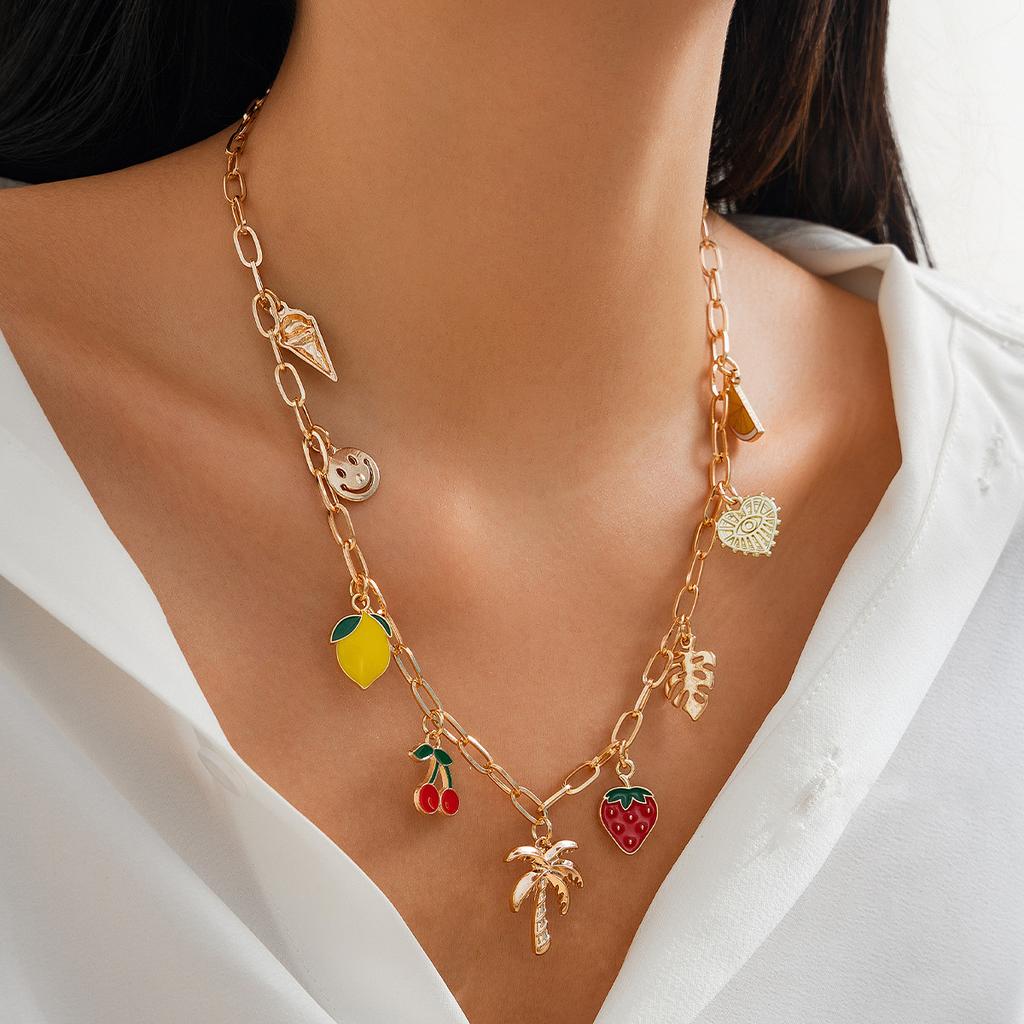 Retro Reluster Charm Neck For Women Evil Eye Cross Metal Necklace Ocean Element Shell Starfish Pendant Neck Chain Jewelry Chain