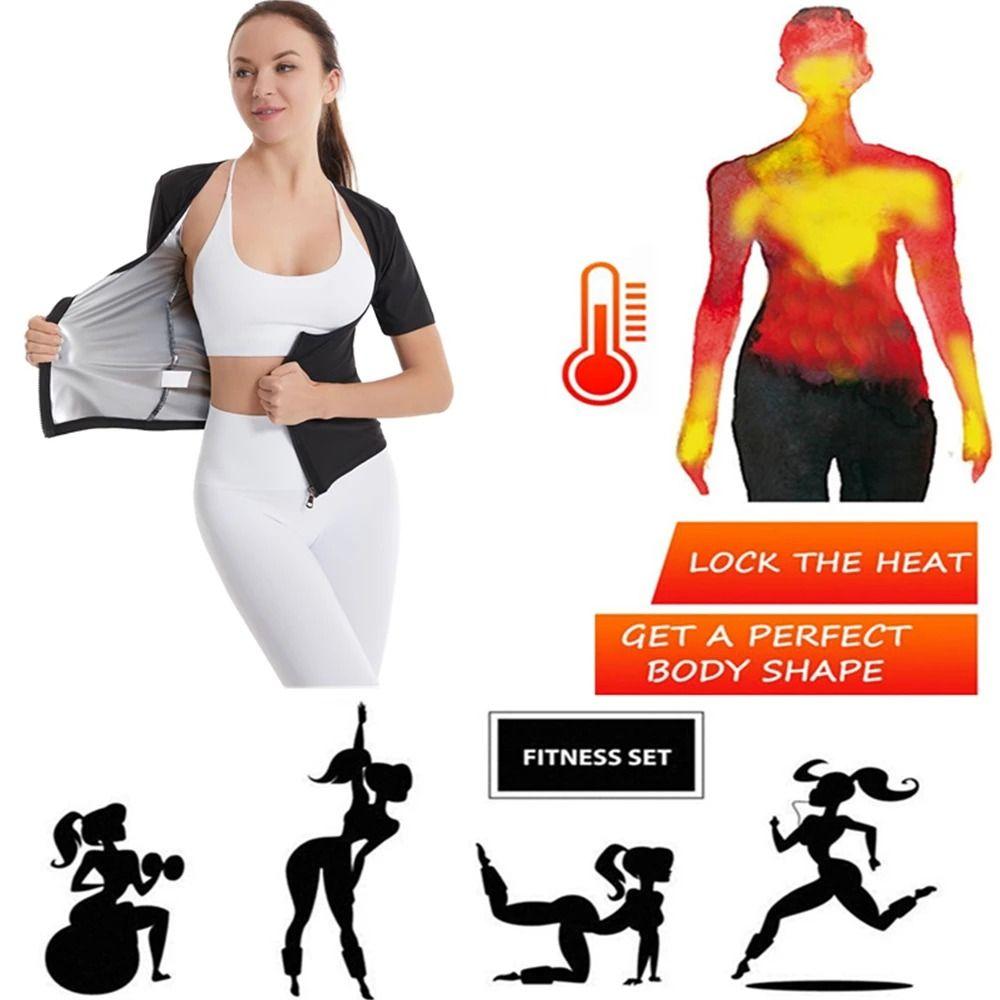 Short Sleeve Fat Burning Fitness clothes Zipper Design Compression Shapewear  Weight Loss