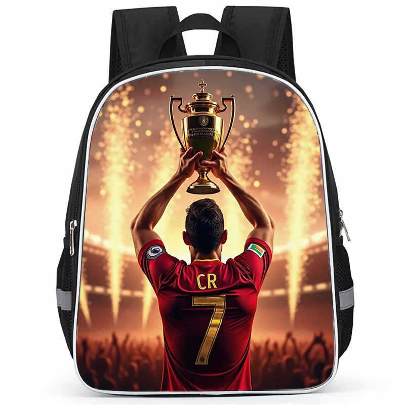 Cr7 Rucksack Hochauflösender Druck Große Kapazität Multifunktion Reißverschluss Oxford Rückenschutz Leichter Rucksack