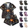 Women's Halloween Print Pajama Set 2 Piece Casual Comfortable Sleepwear for Holiday