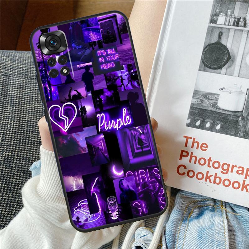 Purple Aesthetic Case For Xiaomi Redmi Note 12 10 9 11 Pro 9S 10S 11S 12S Cover For Redmi 12 9C 10C 12C 13C