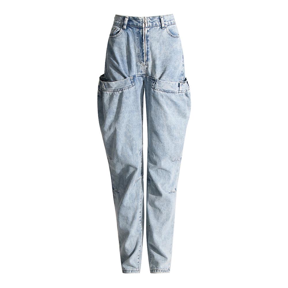 American Street Style Women s Deconstructed Patchwork Straight-Leg Jeans - Spring/Summer 2026 Collection. S