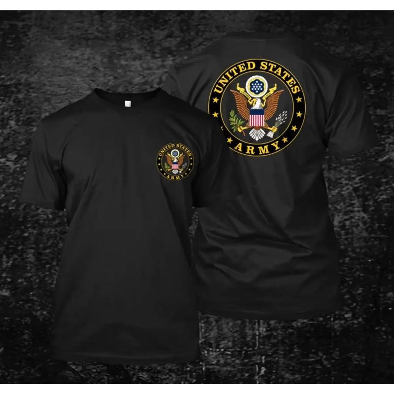 Хит продаж Футболка Армии США Мужская 100% хлопок Футболка с коротким рукавом Хип-хоп Футболка Топ Харадзюку Уличная одежда 2XL