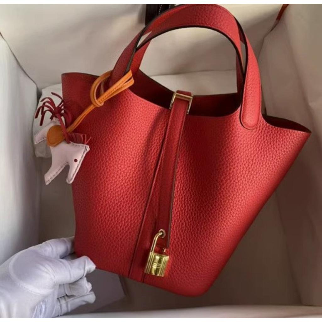 2025 Popular Bag Women's First Layer Cowhide Vegetable Basket Bag Versatile Bucket Bag Genuine Leather Women's Bag High-end Handbag