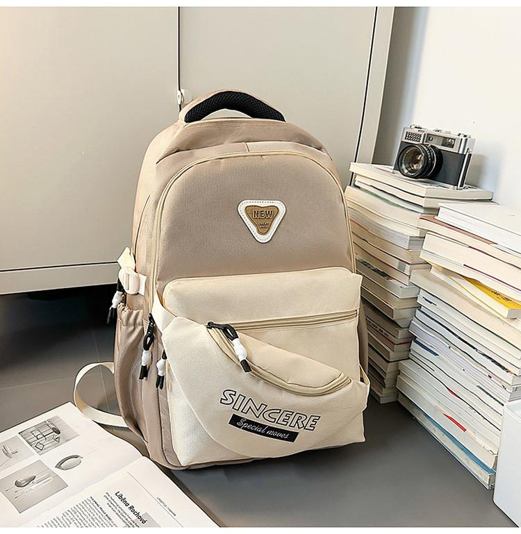 Casual Contrasting Color Nylon Backpack With Letter Print Design For Students