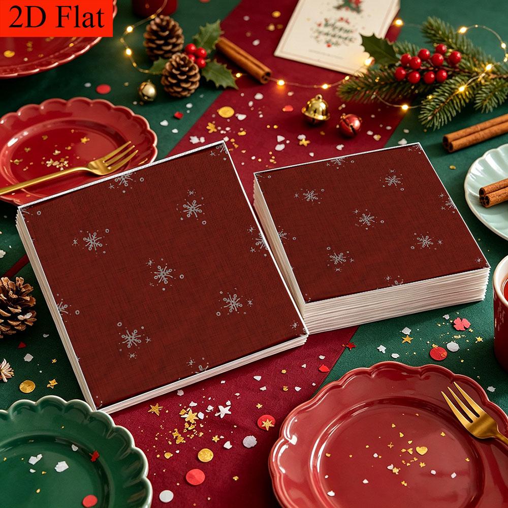20pcs Disposable Napkins with Snowflake Pattern Print for Wedding,Parties,and Daily Use for Thanksgiving Fall Christmas Table Decoration