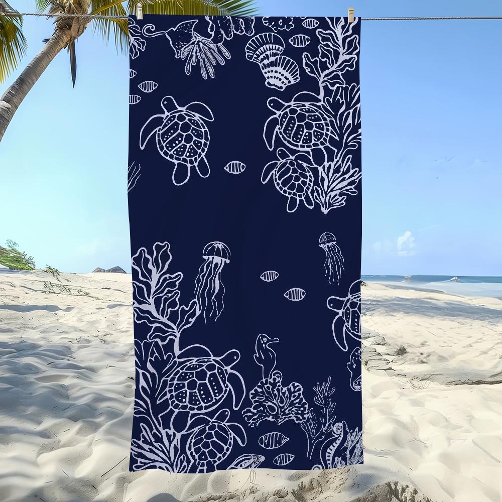 Turtle Pattern Towel Beach Oversized Soft Ultra Absorbent Quick Drying Large Pool Travel Camping Bathroom