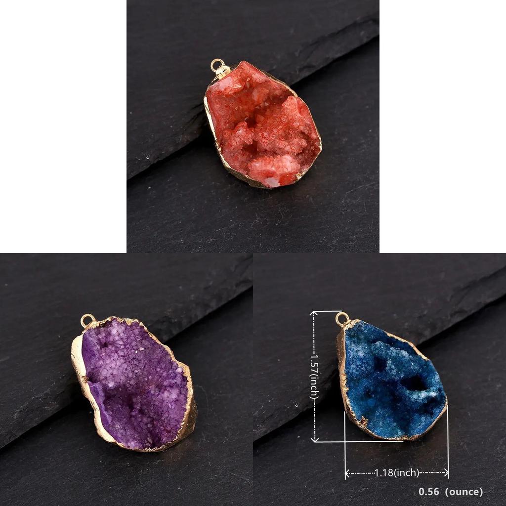 Natural Crystal Pendant Necklace With Gold Plated Edges For Boho Jewelry Enthusiasts