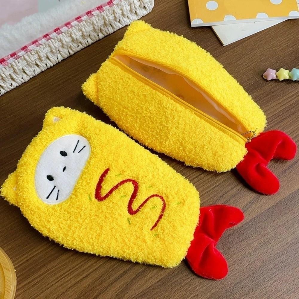 Large Capacity Stationery Storage Bag Cartoon Shrimp Pen Case Fried Prawns Stationery Pouch Travel
